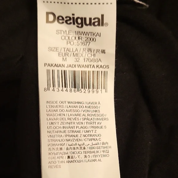 EUC Desigual Black V-Neck Top with Multicolor Floral Bell-Sleeves - Picture 3 of 6